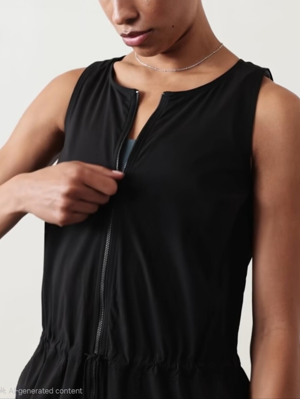 Athleta Flex Jumpsuit Sleeveless Front Zip - LARGE- NWOT - Picture 5 of 10